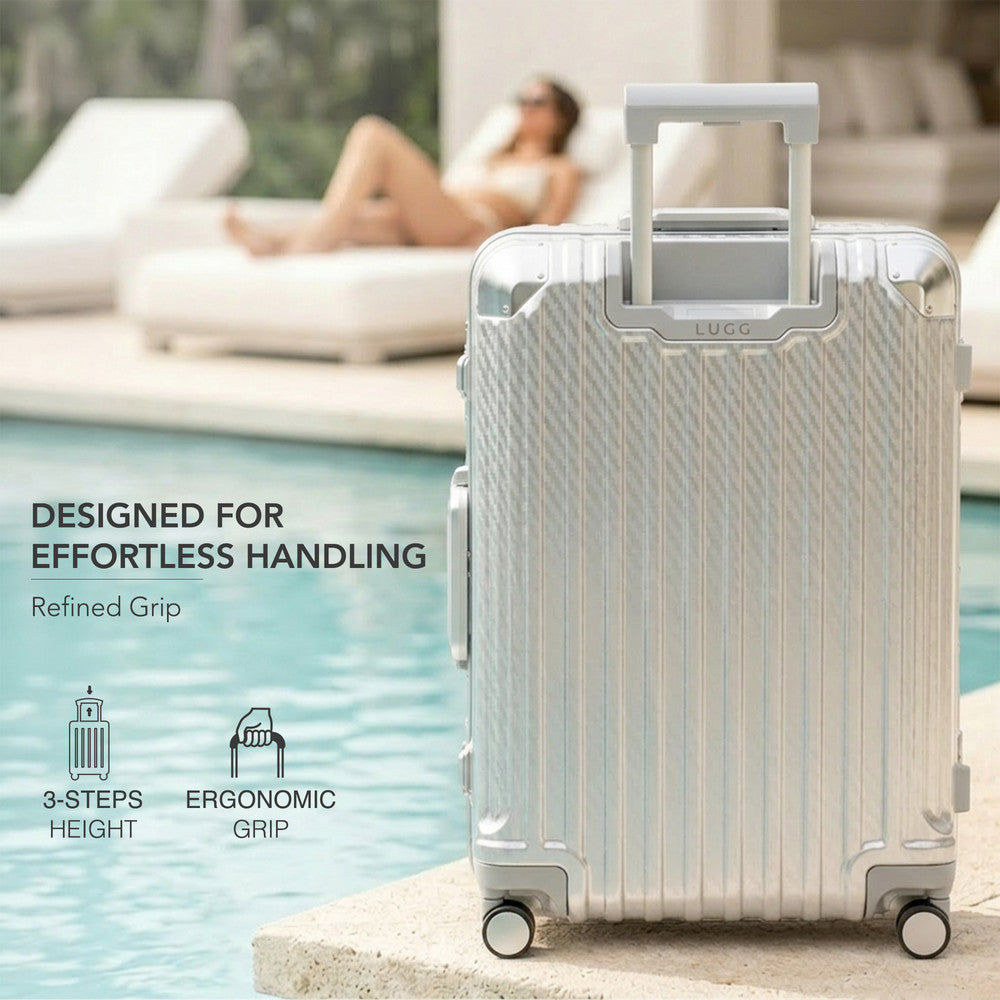 LUGG Solo Explorer 28" Hard Shell Suitcase 75x52x31cm 5yr Warranty Metallic Silver