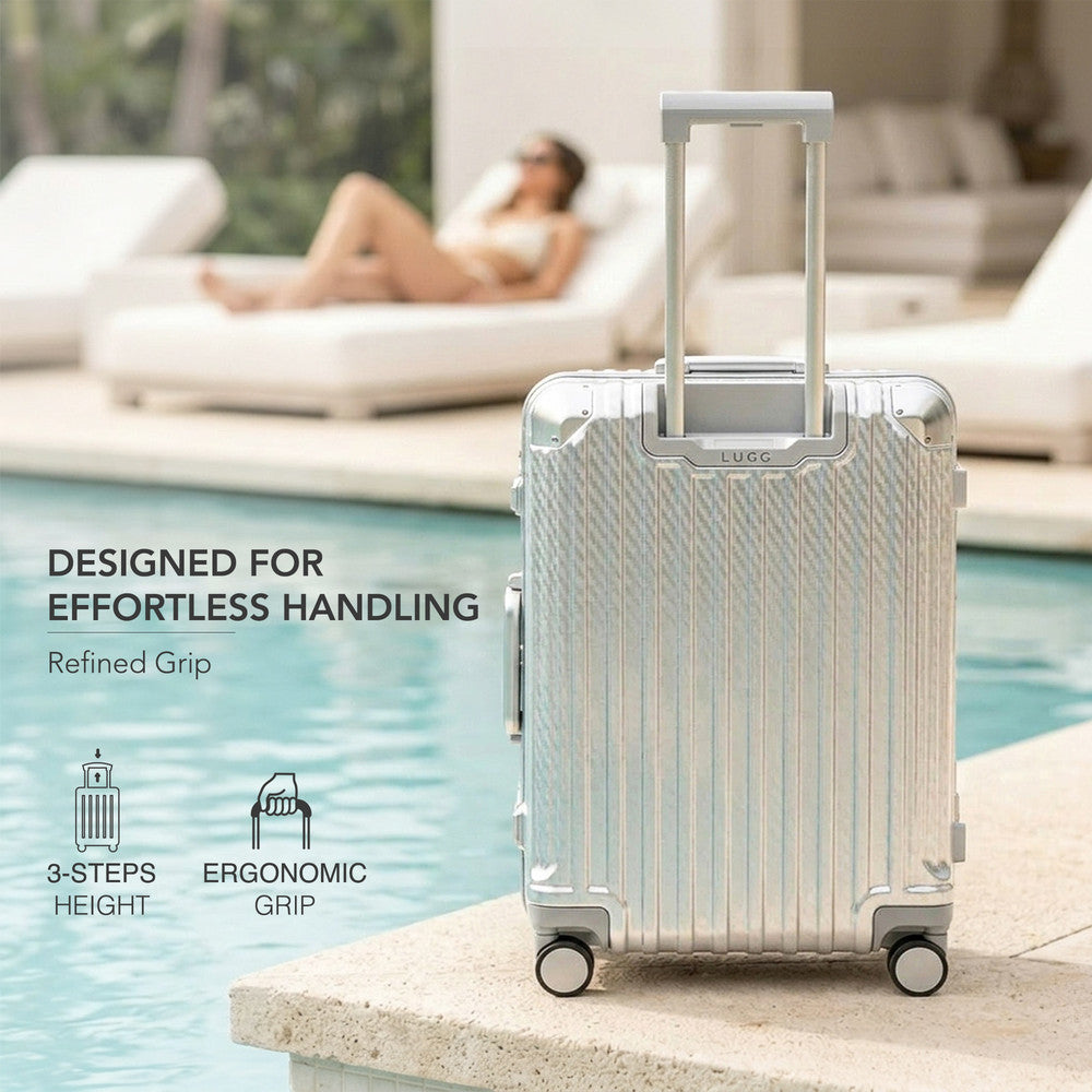 LUGG Solo 20" Hard Shell Suitcase 55x38x22  5yr Warranty Metallic Silver