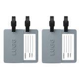 Two Gunmetal luggage tags side by side, 2-pack suitcase ID tag set UK