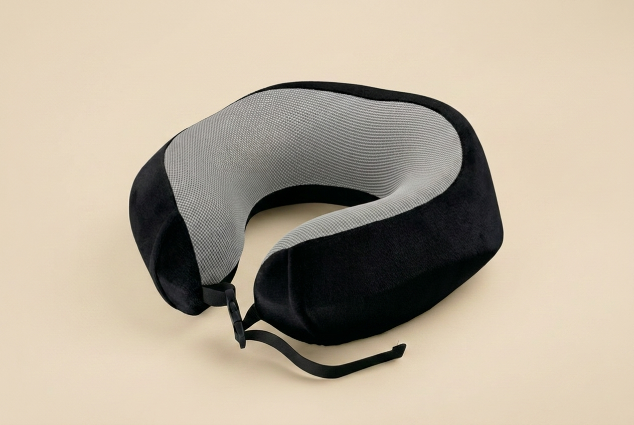 Memory Foam Travel Pillow - Black