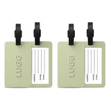 Two Sage Green luggage tags side by side, 2-pack suitcase ID tag set UK