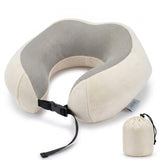 Stone memory foam travel pillow with storage bag, U-shaped neck support