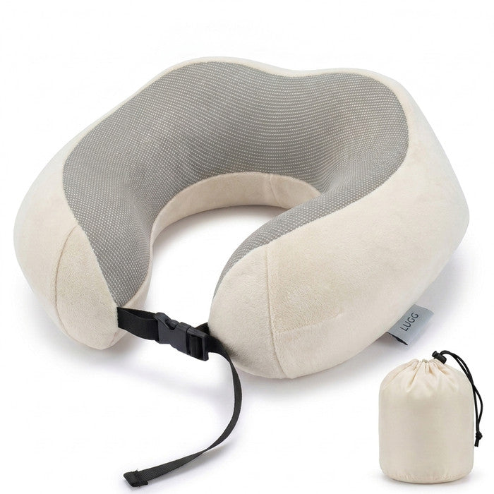 Stone memory foam travel pillow with storage bag, U-shaped neck support