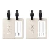 Two Stone luggage tags side by side, 2-pack suitcase ID tag set UK