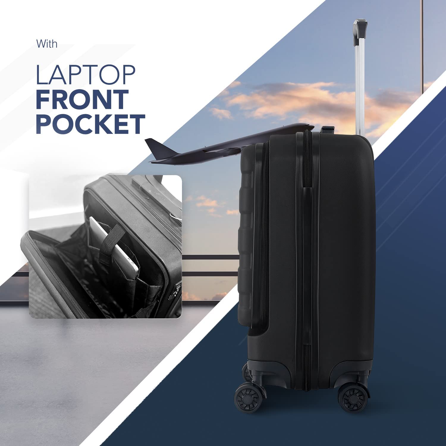 ABS Hard Shell Suitcase with Front Pocket