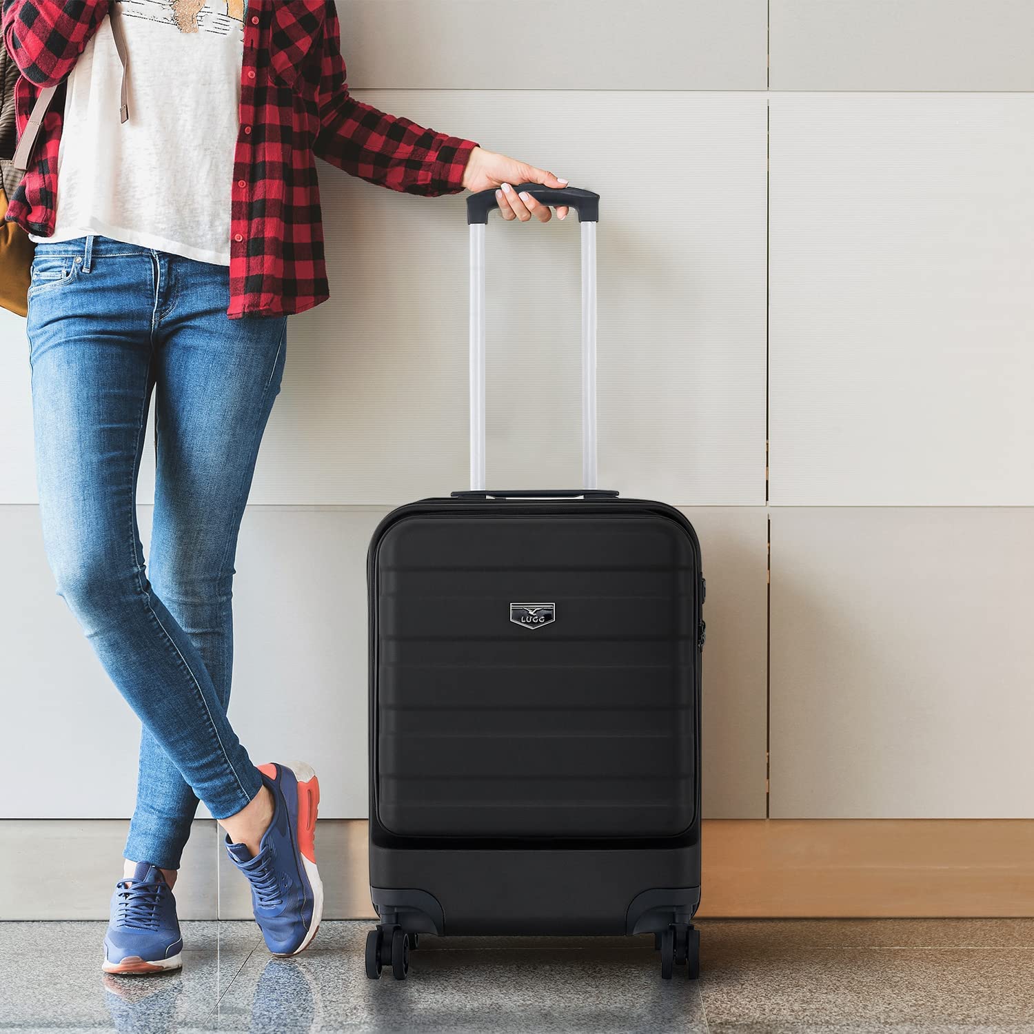 ABS Hard Shell Suitcase with Front Pocket